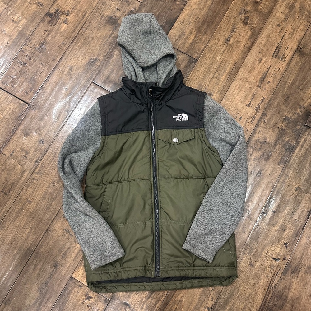 The North Face Kid’s Olive and Charcoal Puffer Jacket